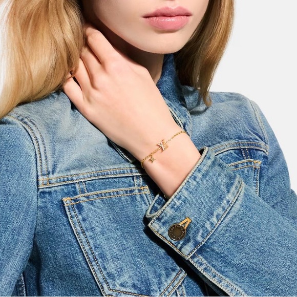 Louis Vuitton Gold-Tone Pavé LV Charm Bracelet - Picture 3 of 5